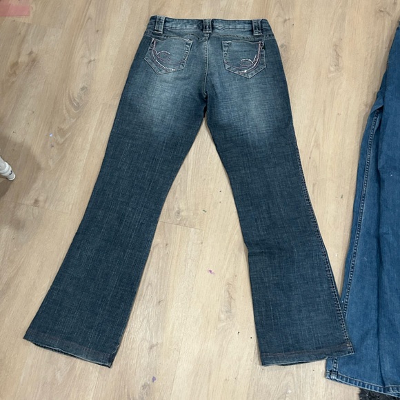 low rise vintage pink pocket vintage blue jeans size 29 wide cut - Picture 5 of 6